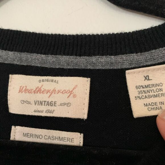 Weatherproof black merino/cashmere sweater, very elegant and warm, stylish, XL - Picture 3 of 7